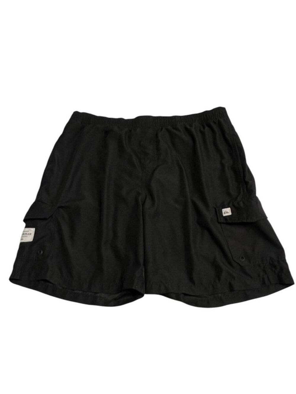 Quiksilver Waterman Shorts Mens Large Black Polyester Cargo Swim Surf Board